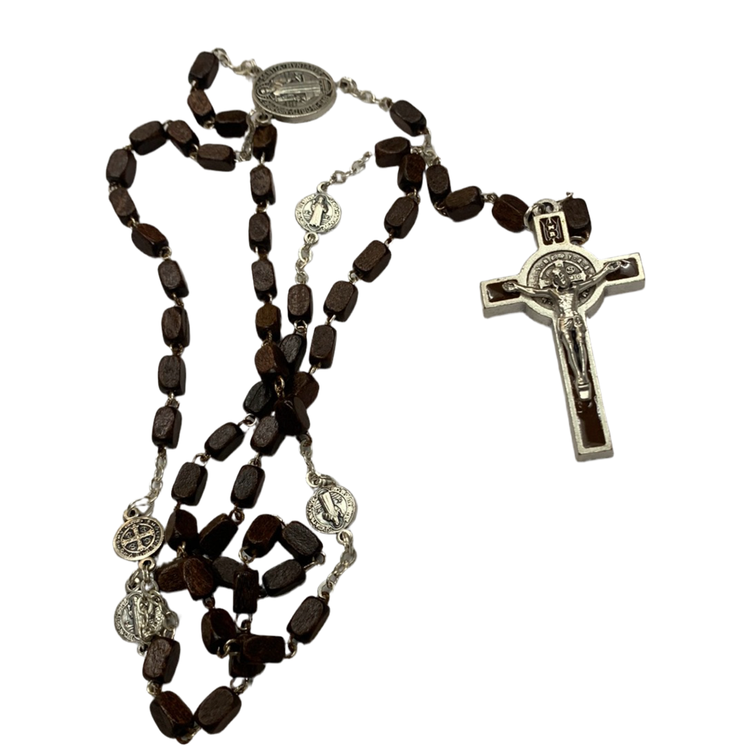 wood rosary st benedict