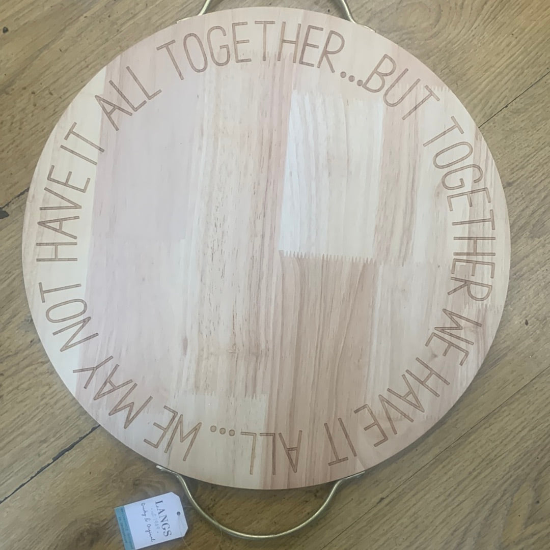 Family Acacia Wood Round Board Large with Handles