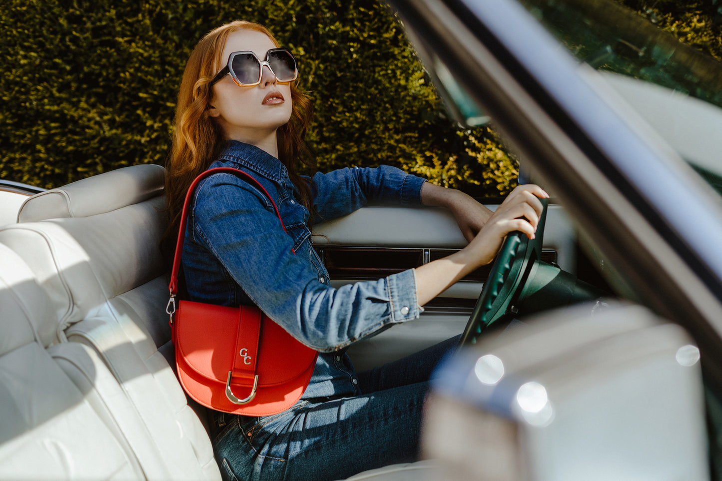 Galway Crystal Saddle Bag Vermillion Red