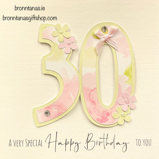 Handmade Girls 30th Birthday Card