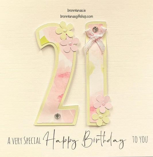 Handmade Girls 21st Birthday Card