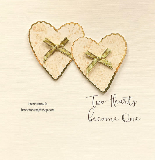 Handmade wedding Day Two Hearts Become One Card