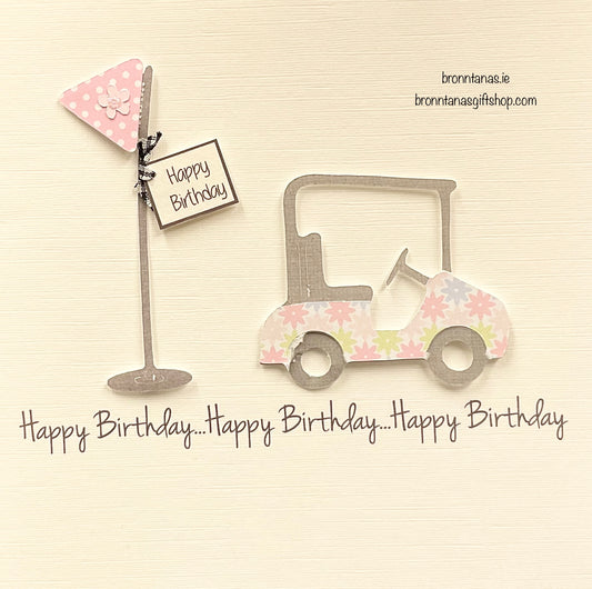 Handmade Happy Birthday Card Golf Cart
