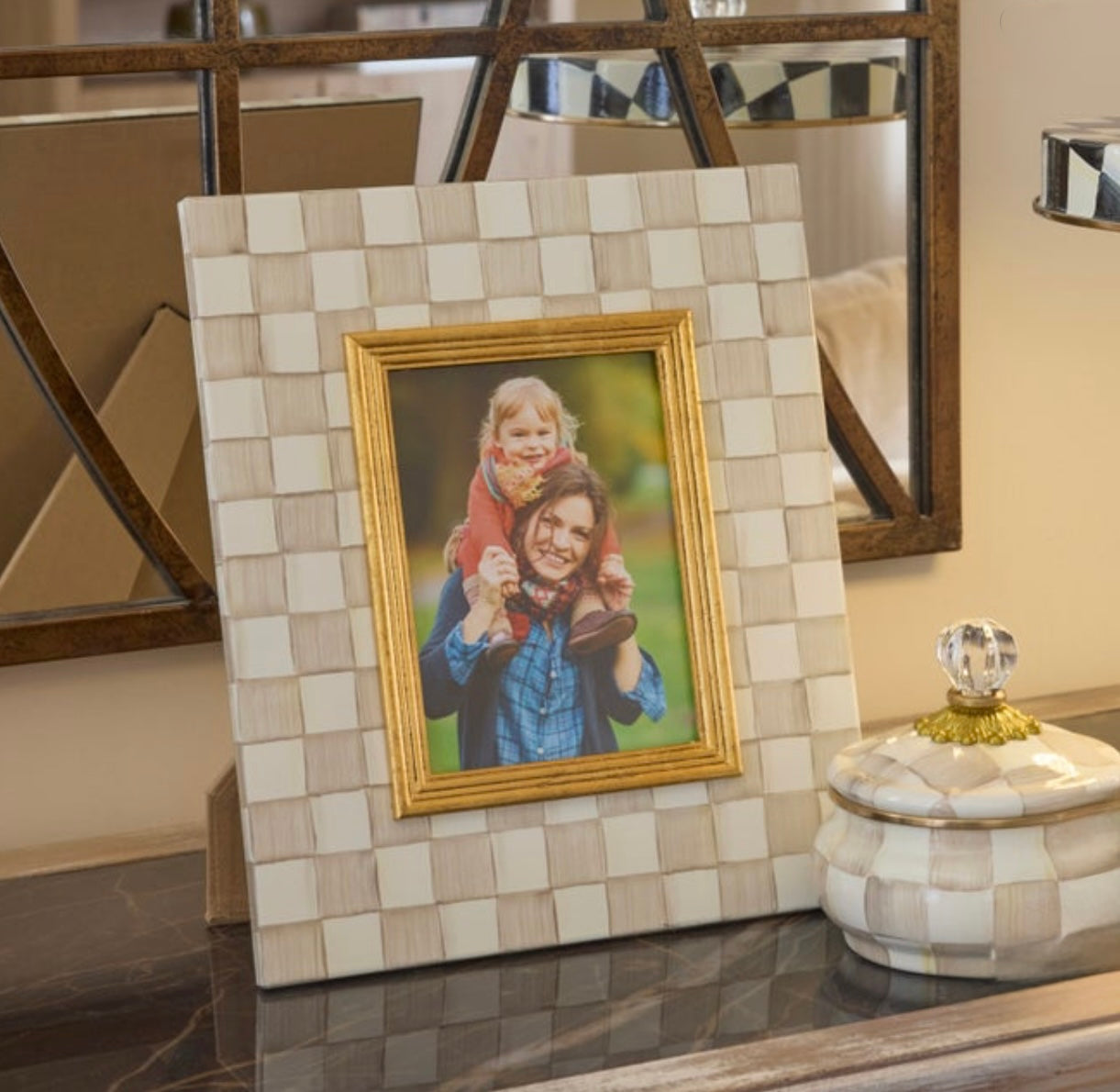 Mocha Check Photo Frame 5” x 7”