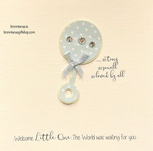 Handmade Baby Boy Card Rattle