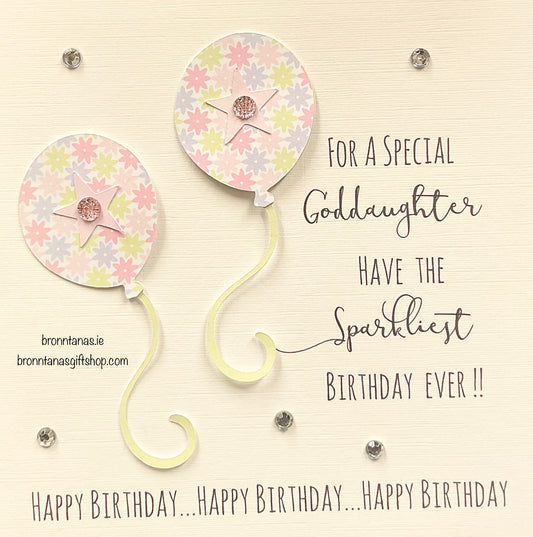 Handmade Happy Birthday Goddaughter Card Balloons