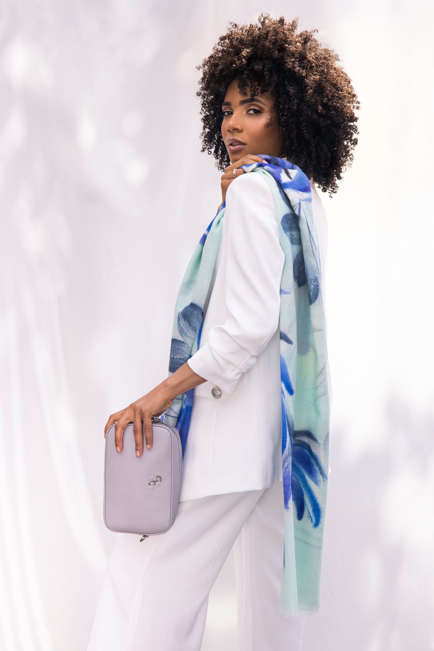 GALWAY CRYSTAL MERINO WOOL SCARF ATLANTIC BLUE 65X180