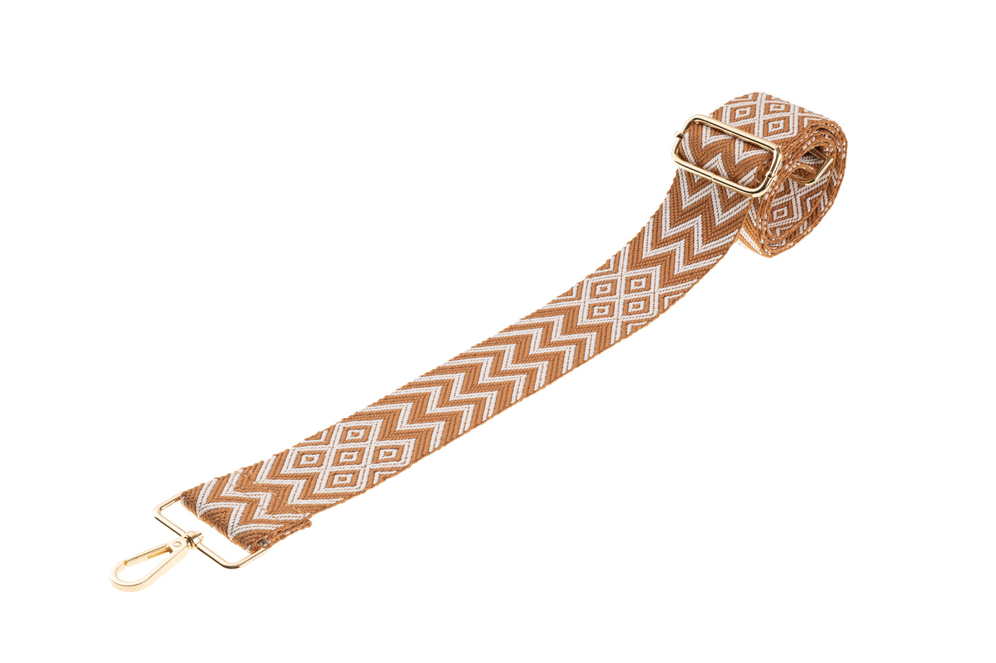 Tan White Chevron Strap GOLD
