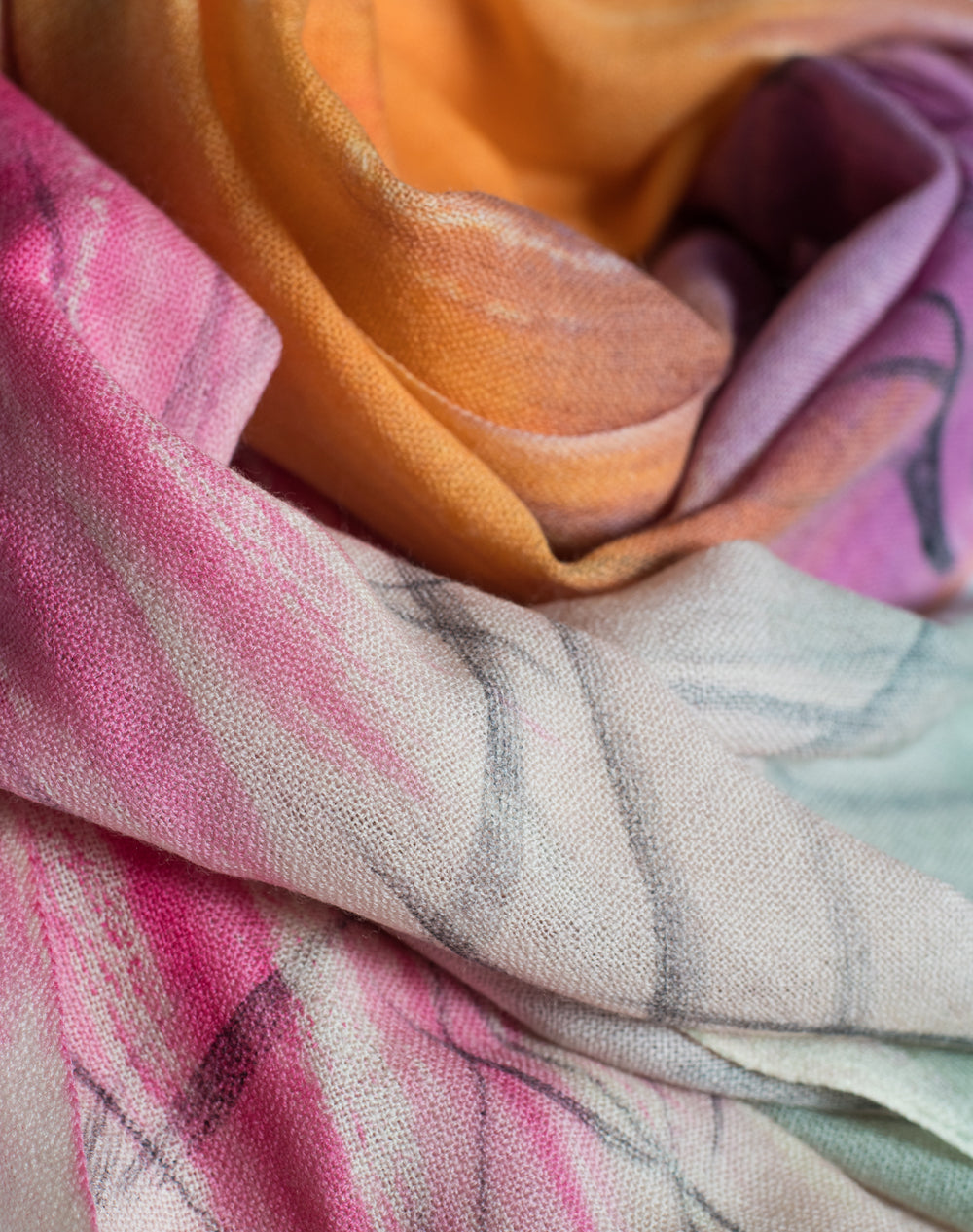 Galway Crystal Merino Wool Scarf Dusk Pink Orange