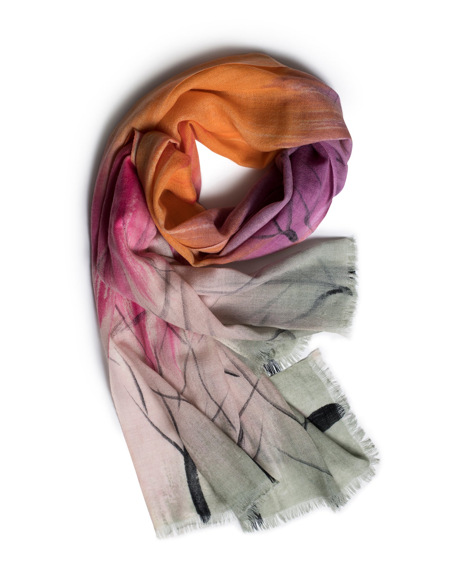 Galway Crystal Merino Wool Scarf Dusk Pink Orange