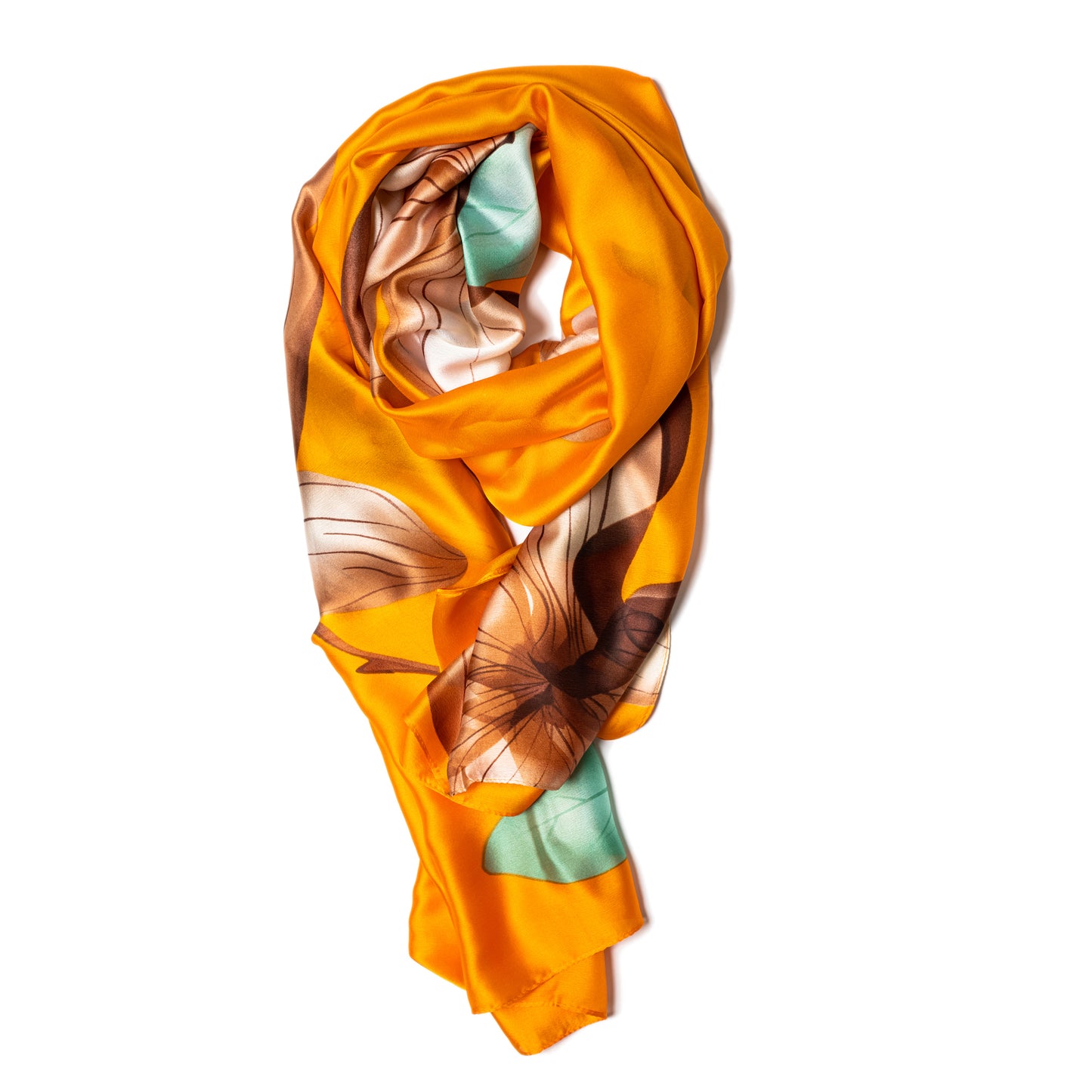 Galway Crystal Bright Orange & Lotus Flower Polyester Scarf
