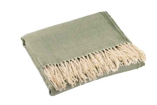 Galway Crystal Herringbone Forest Green Throw