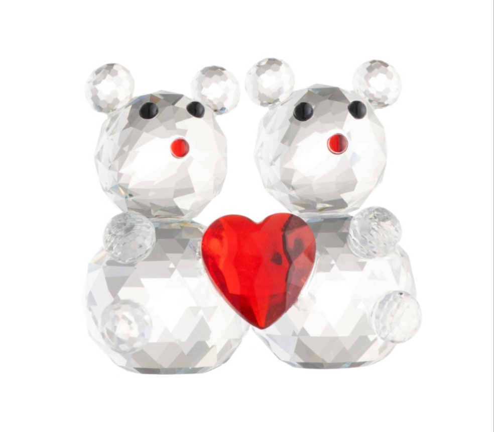 Galway Irish Crystal - Love Heart Teddy Bears Figurine