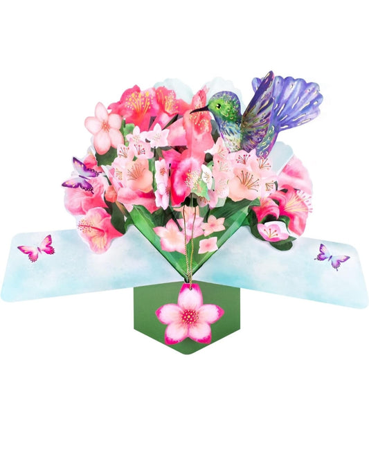 Hummingbird & Flowers Pop Up Greeting Card