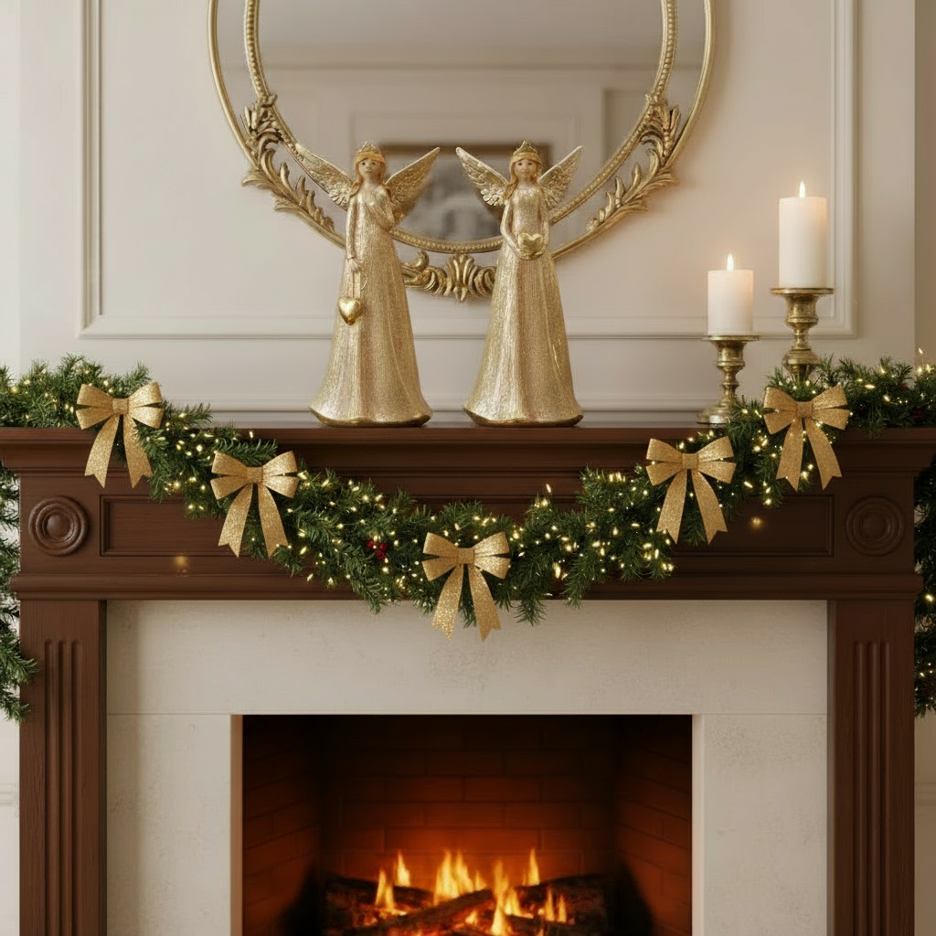 Standing Angel w/copper tones holding heart 2ass 11.5cm