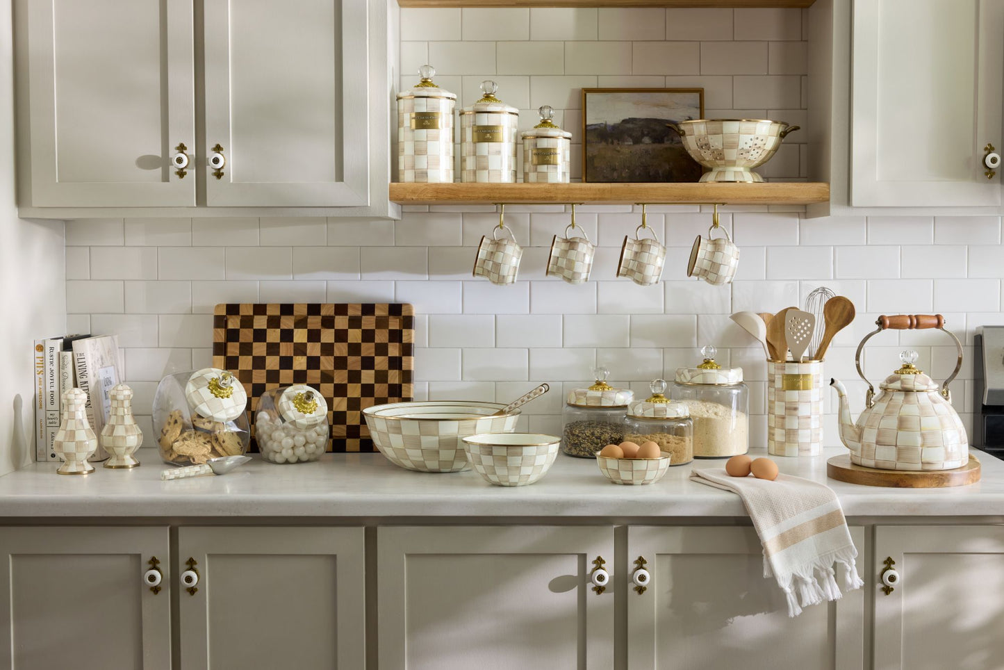 Cookie Jar with Mocha Check Lid