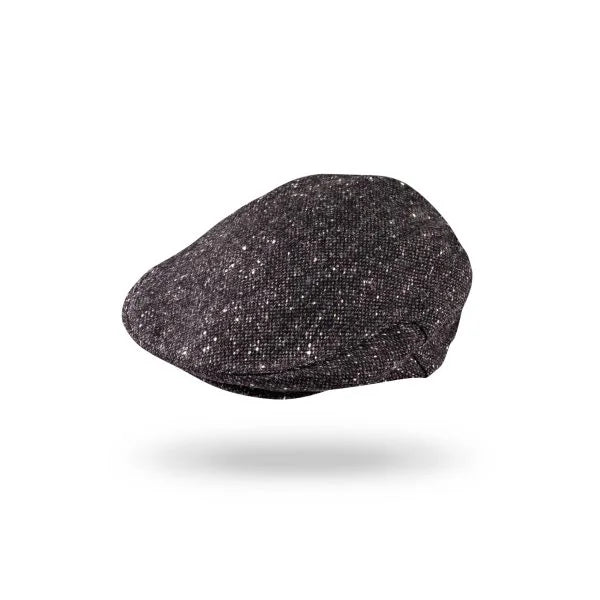 Flat Cap - Irish Tweed Cap Donegal Charcoal Black XL/62/7⅝