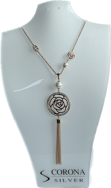 fashion necklace crystal faux pearl rose