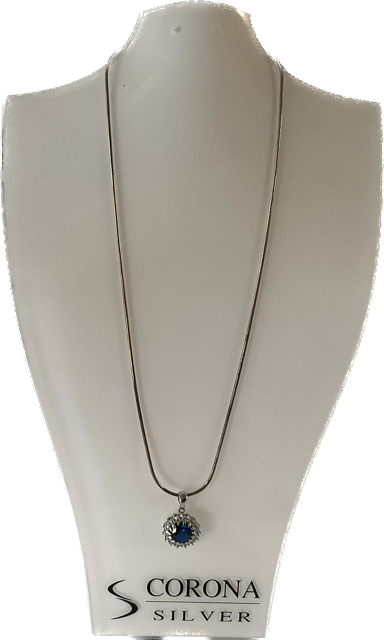 SILVER PENDANT SYNTHETIC SAPPHIRE