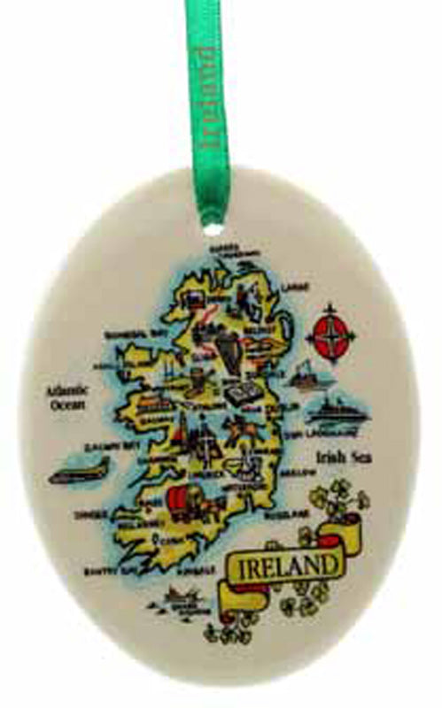 Ceramic Hanging Ornament Irish Map