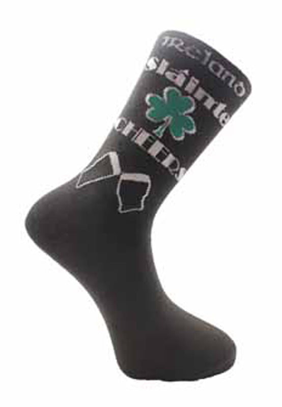 Socks Slainte Cheers with Shamrock