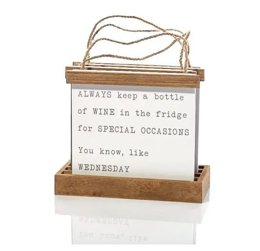 FOOD & WINE PLAQUES GREY WOOD TRIM