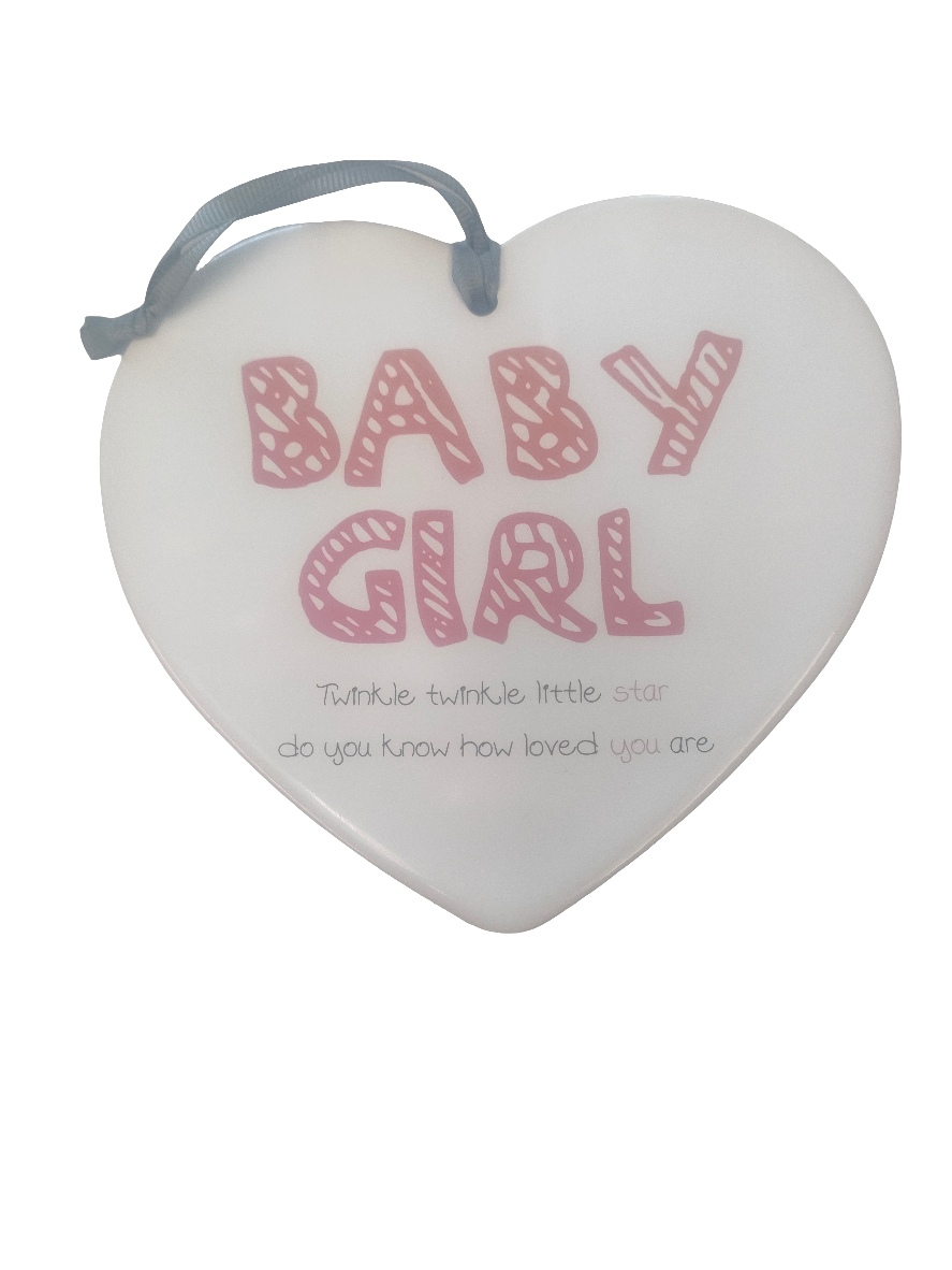 Baby Girl Ceramic Heart Plaque
