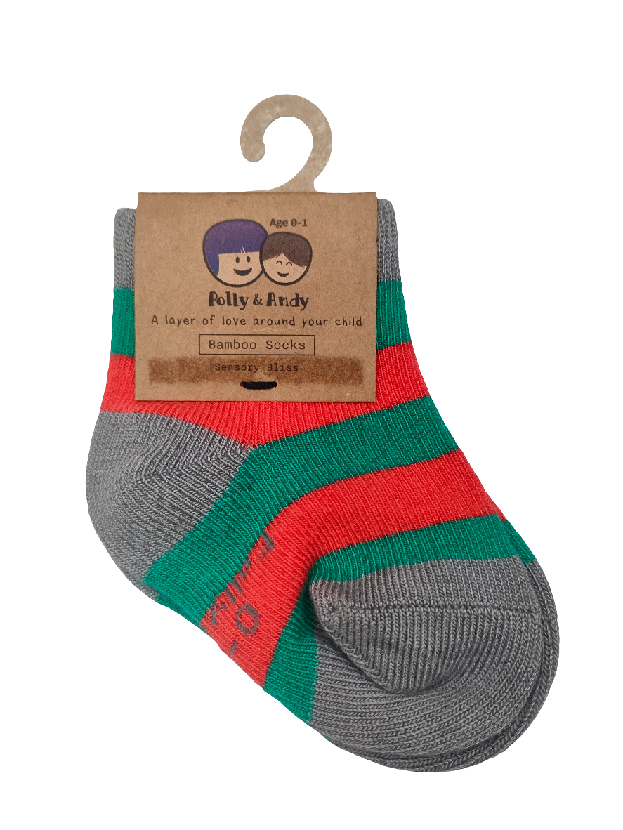 Polly & Andy Bamboo Mayo Socks Red & Green Age 0-1