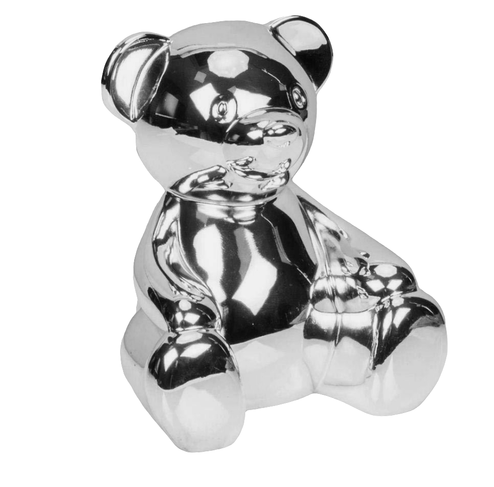 Bambino Silver Plated Teddy Bear Money Box