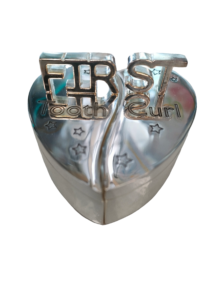 Silver Plated First Tooth and First Curl Heart Shaped Box Set