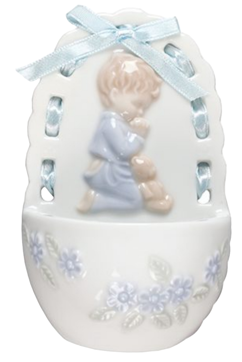 Porcelain Praying Boy Holy Water Fountain