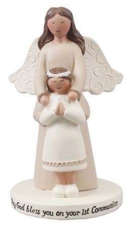 Resin Communion Statue/Guardian Angel/Girl 4 inch (C39541)