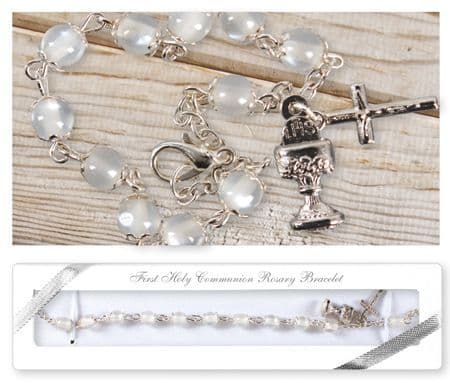 Communion Rosary Bracelet/Acrylic/Capped (C6384)