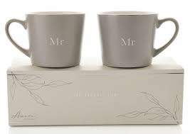 Amore Set of 2 Grey Mugs - Mr & Mr