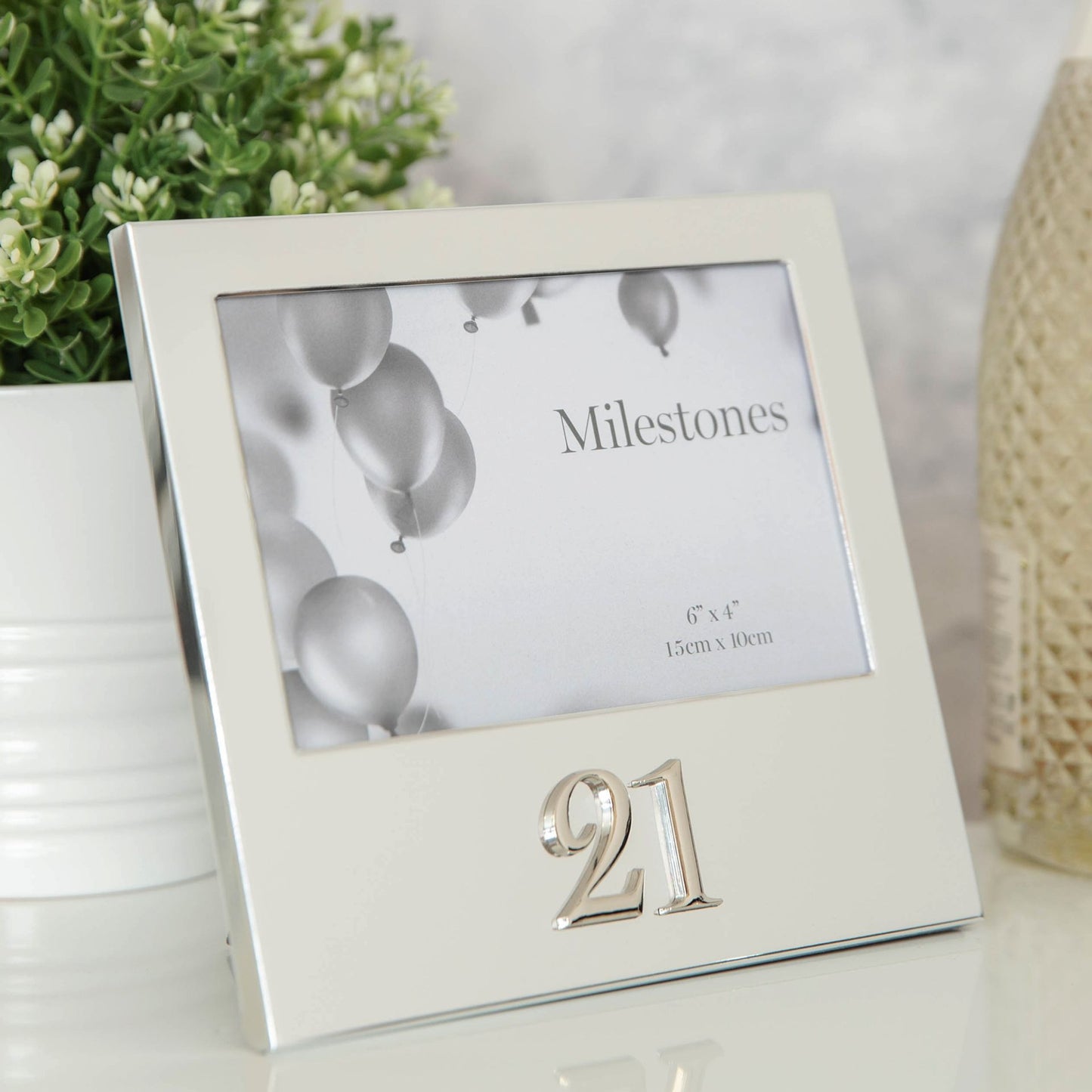 Aluminium 21st Photo Frame with 3D-Number 6" x 4"