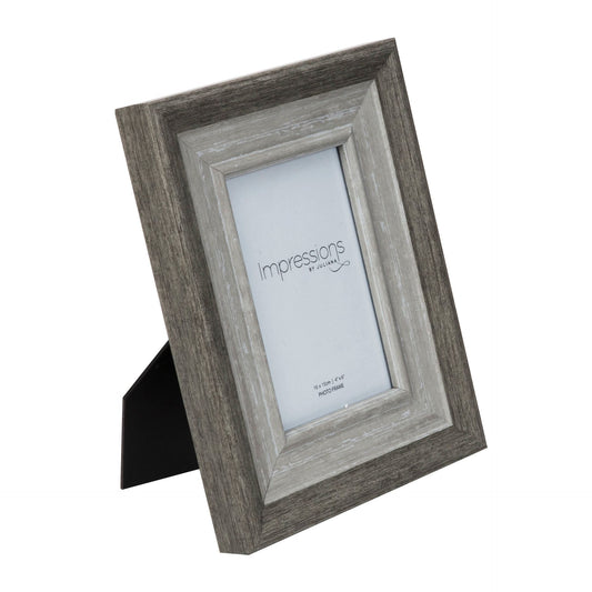 Impressions Grey Wash Wood Effect Photo Frame 4x6"