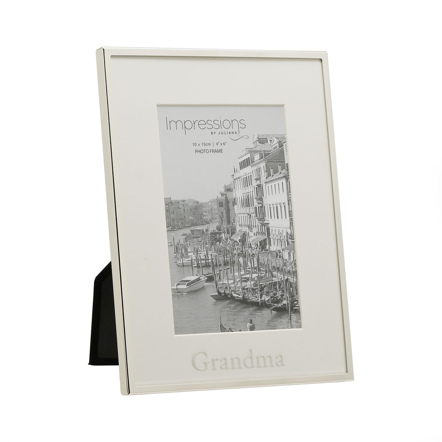 Impressions Silverplated Photo Frame White Border 4" x 6" Grandma