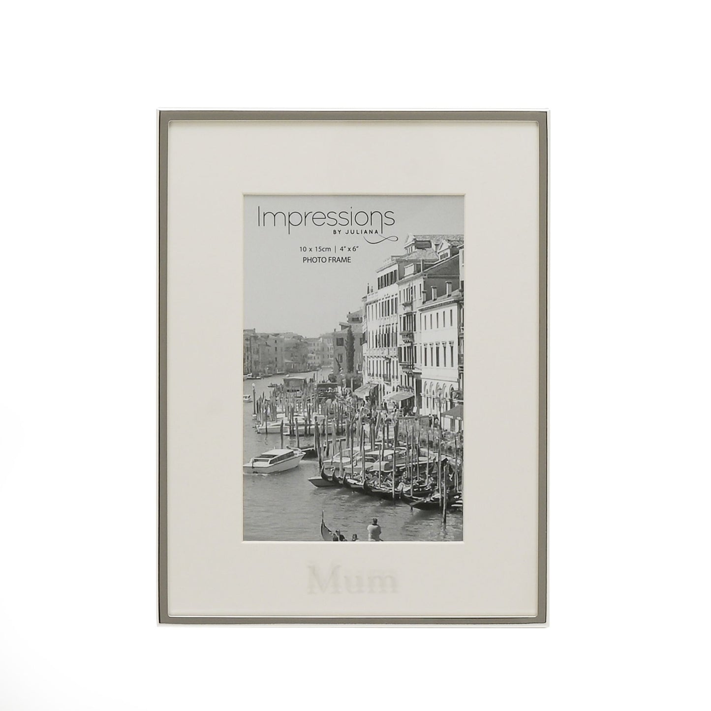 Silverplated Photo Frame White Border 4" x 6" Mum