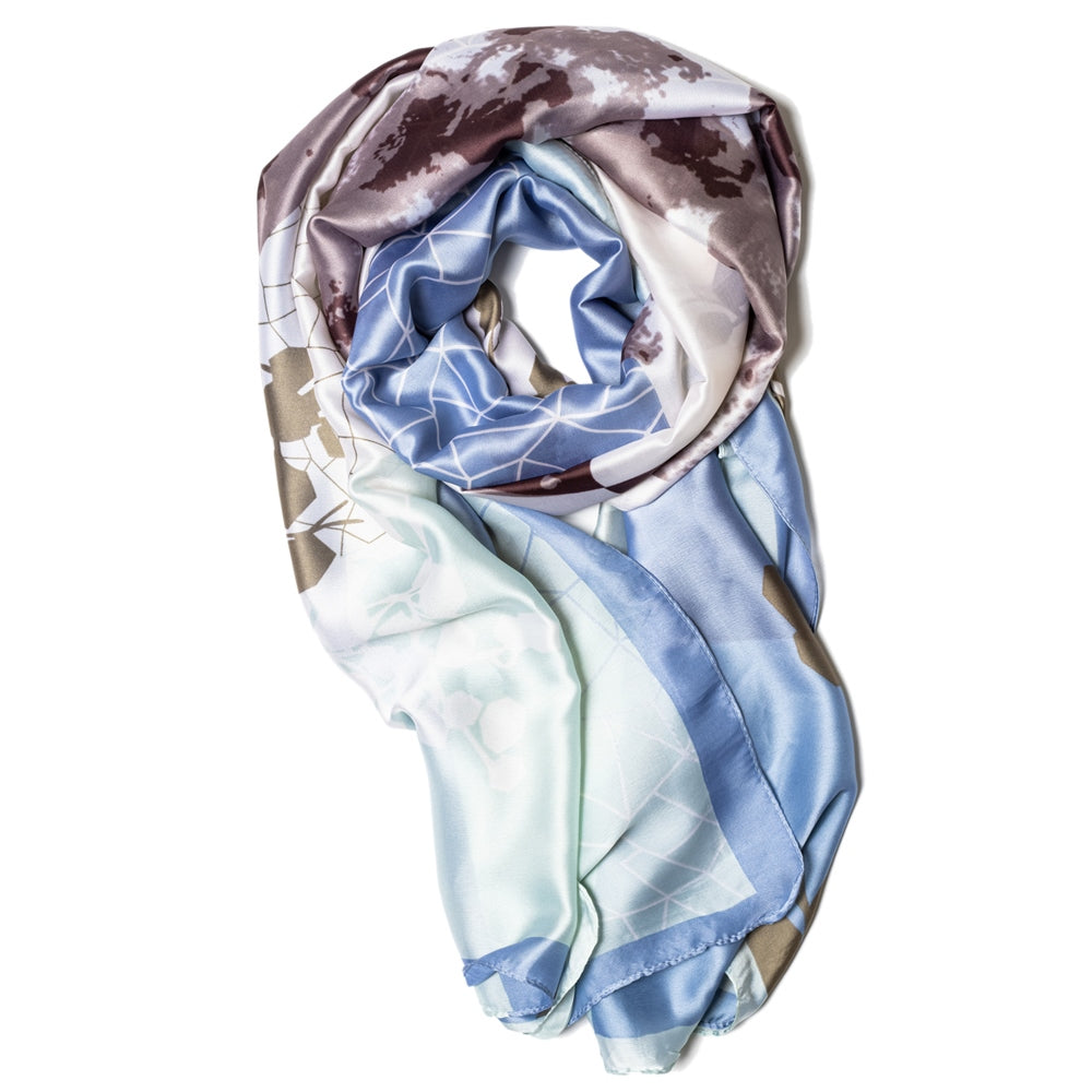 Galway Crystal Sky Blue Abstract Polyester Scarf
