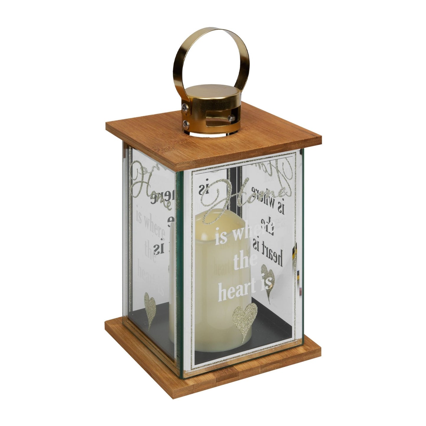 Metal Lantern With LED Candle -Home is where the heart is 32cm