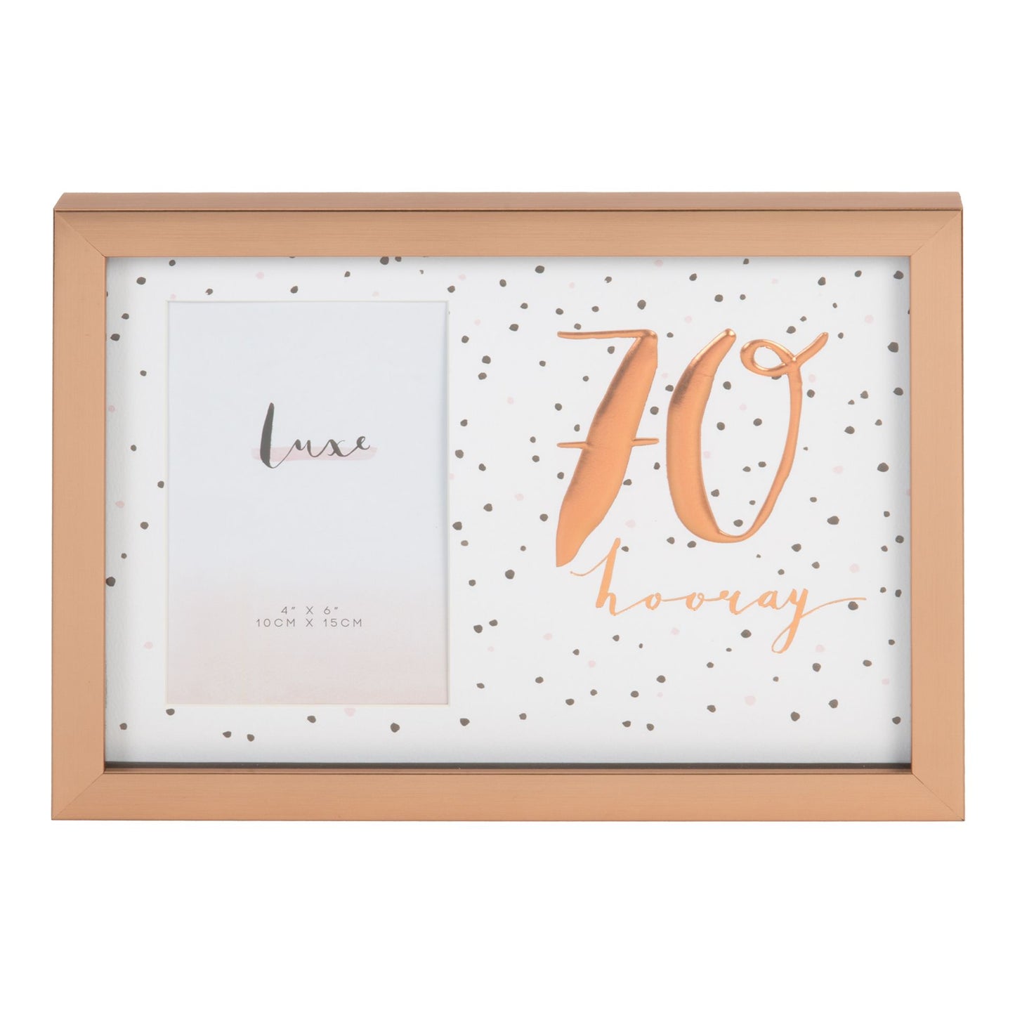 Luxe Rose Gold 70th Birthday Frame 4"x 6"