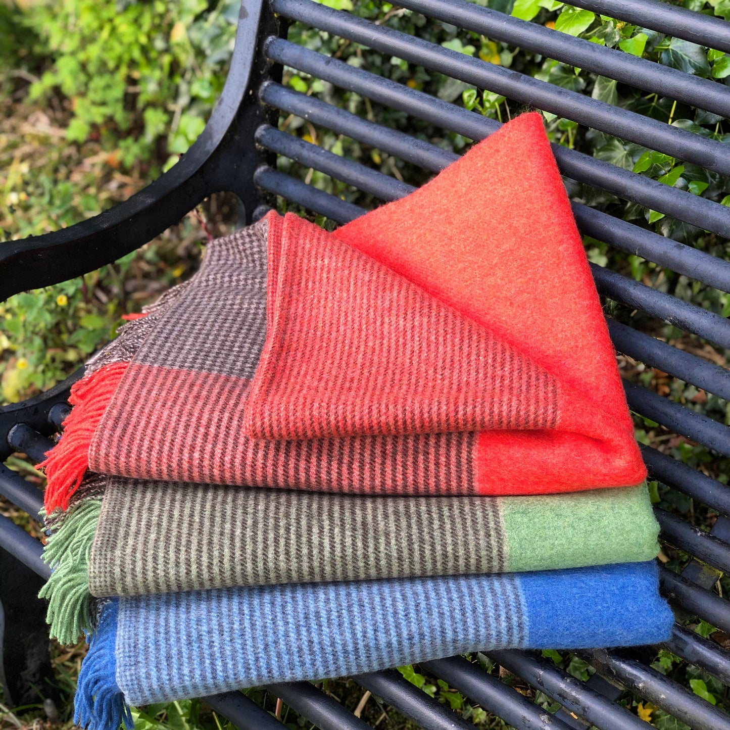 Merino Lambswool Blanket Orange & Grey Glencheck