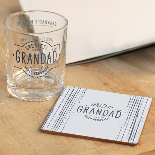 Grandad Whiskey Glass and Coaster Set