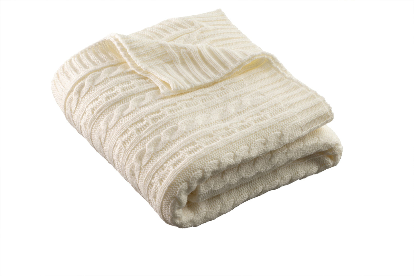 ARAN KNIT THROW SOFT WHITE