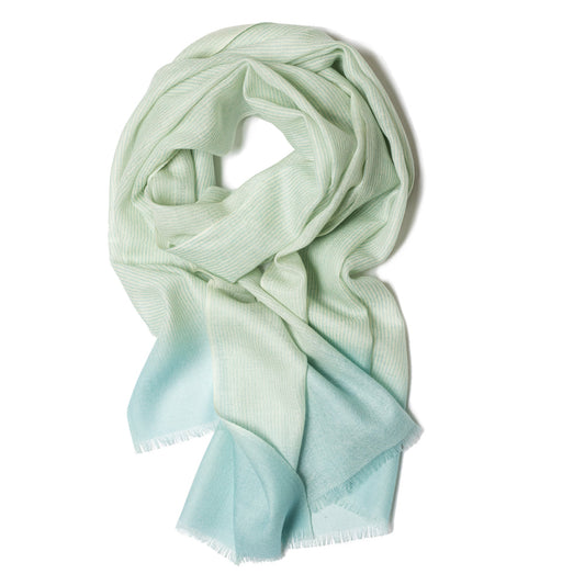 GALWAY CRYSTAL MERINO SCARF Sea Mist Stripes 65X180