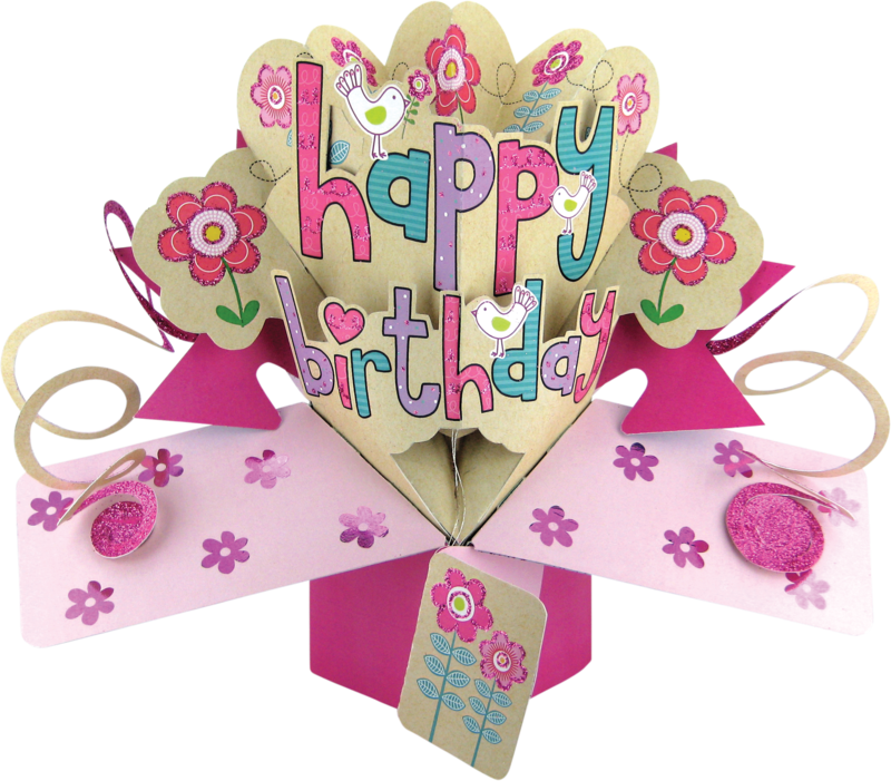 General Birthday Pop up Card Flower Power