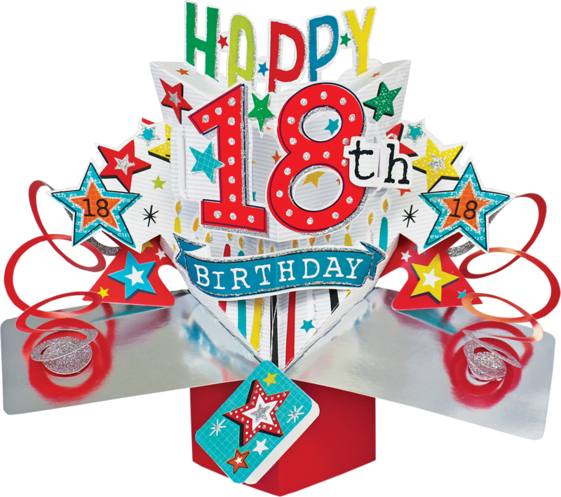 18th Birthday Pop up Card Red