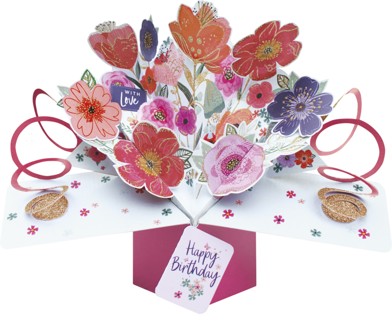 General Birthday Pop up Card Pansies