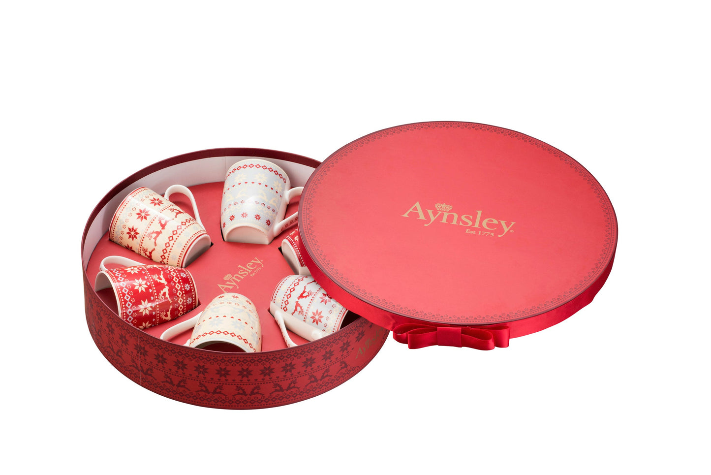 AYNSLEY FAIR ISLE 6 MUGS IN HAT BOX