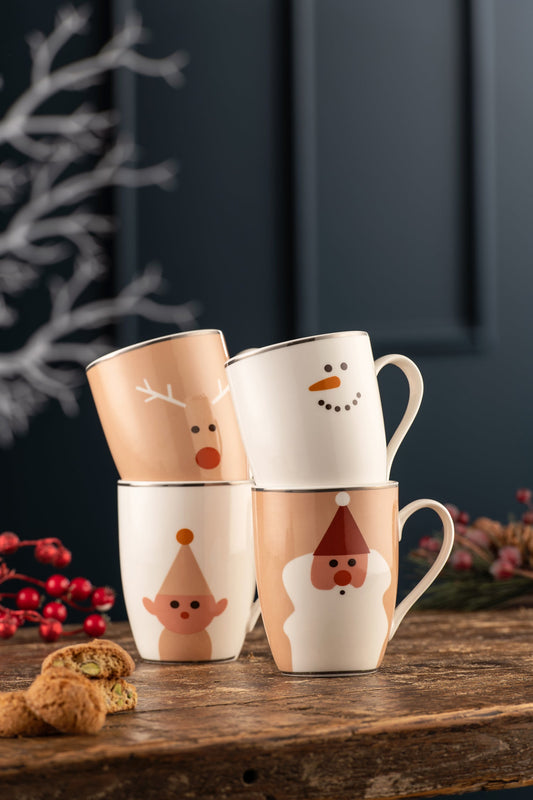 AYNSLEY Minimal Character Mugs x 4